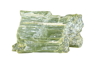 A rock formation showing actinolite asbestos.