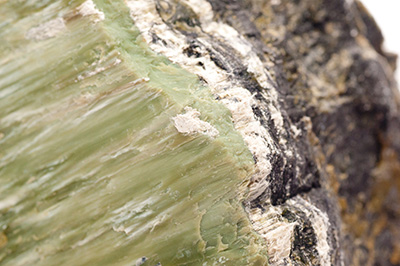 A rock formation showing chrysotile asbestos.