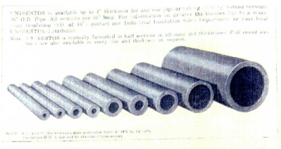 Picture of pittsburgh corning unibestos insulation pipes