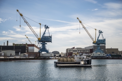 Portsmouth Naval Shipyard located between Kittery, Maine and Portsmouth, New Hampshire
